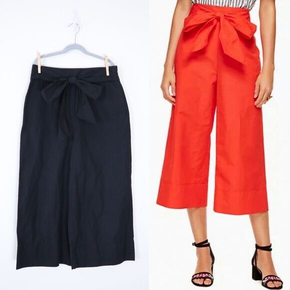 kate spade Pants - Kate Spade Size 4 Scenic Route Crop Linen Cotton Wide Leg Culotte Pant Black